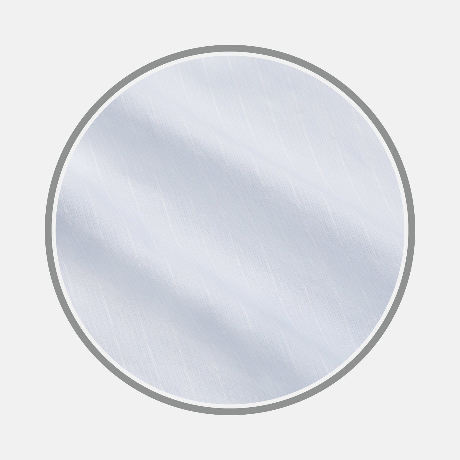 View 1 of product A close-up of Turnbull & Asser's Cloudy Blue Stripe Cotton Fabric shows its subtle diagonal stripes and lightly textured surface, displayed within a circular frame on a plain light background.