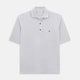 A soft pink cotton polo shirt by Turnbull & Asser features short sleeves, a contrasting white collar, three dark buttons, and a left chest pocket. Laid flat on a white background—it’s perfect for modern men’s fashion.