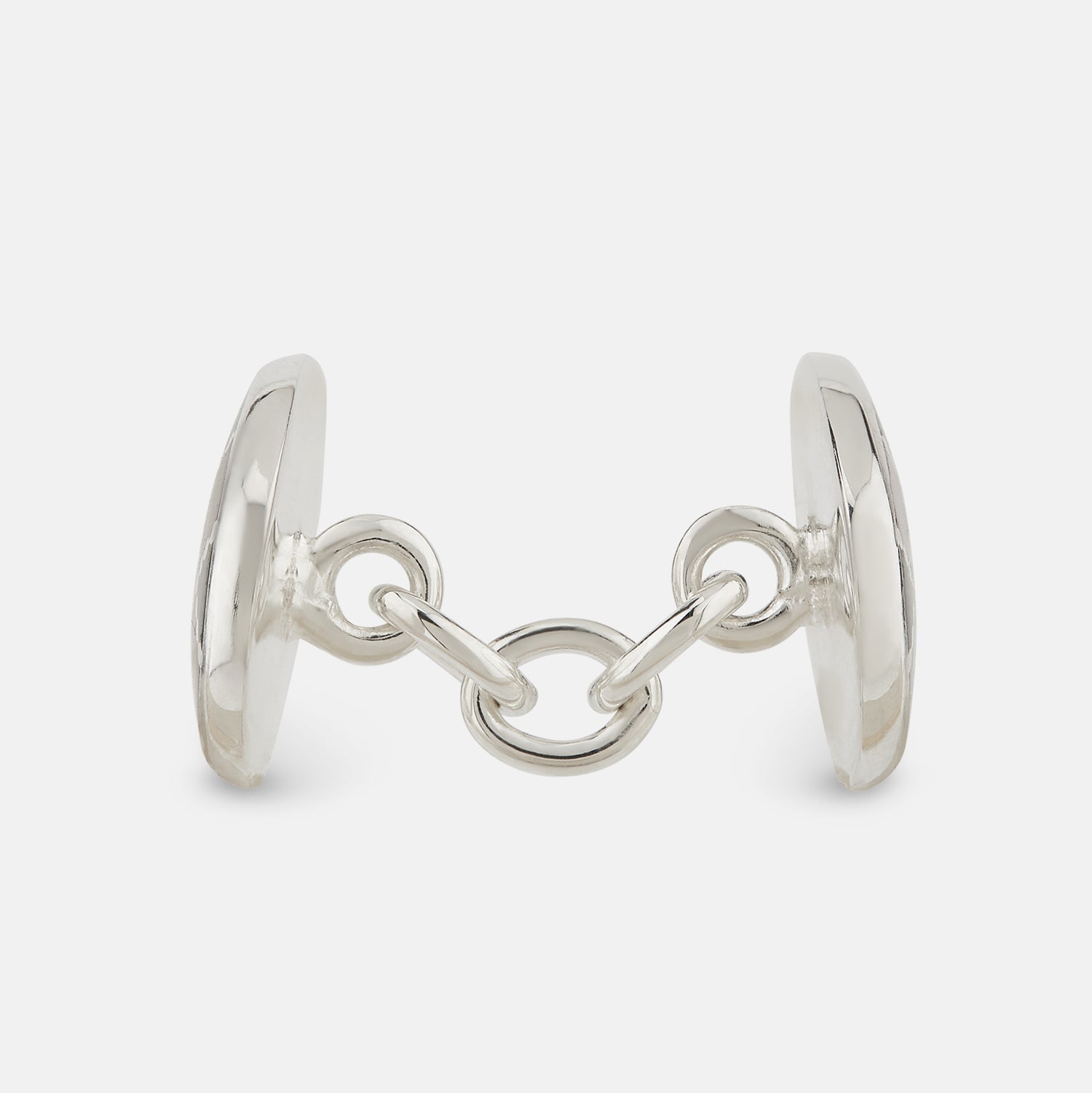 View 2 of product Turnbull & Asser’s Forest Green and Burgundy Checkered Oval Enamel Chain Cufflinks showcase masculine elegance with their sophisticated pattern and refined silver finish.