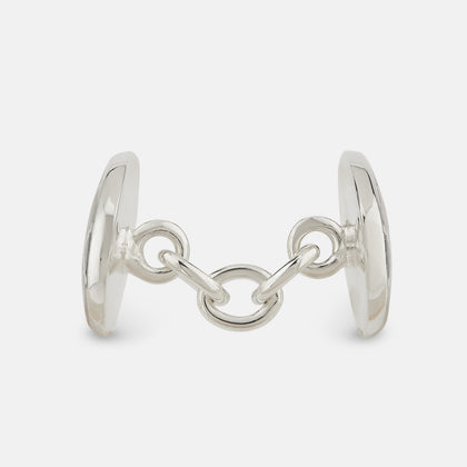 Forest Green and Burgundy Checkered Oval Enamel Chain Cufflinks Image 1