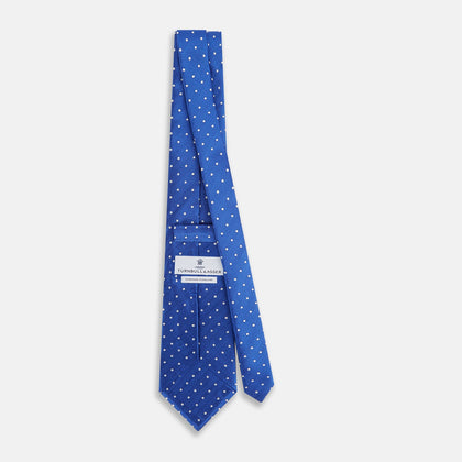 Blue and White Micro Dot Silk Tie Image 3