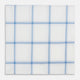 The Turnbull & Asser Colony Blue Grid Check Hand-Rolled Handkerchief features a white base with intersecting light and dark blue plaid lines forming squares, shown folded on a plain white background.