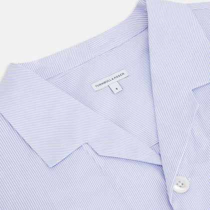 Pale Blue Hairline Stripe Pyjama Shirt Image 1