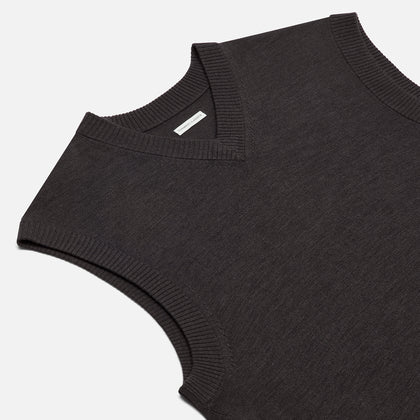 Brown Fine Merino V-Neck Vest Image 1
