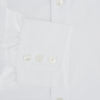 View 3 of product The Turnbull & Asser Tailored Fit Plain White Cotton Shirt features a classic kent collar and 3-button cuffs, displayed against a white background.