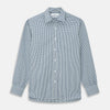 View 1 of product The Turnbull & Asser Green and Blue Cotton Multi Check Weekend Fit Finch Shirt features long sleeves, a pointed collar, and buttoned cuffs—perfect for versatile style. Laid flat on a white background.