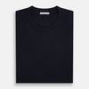 View 5 of product A versatile, high-quality navy short-sleeve t-shirt by Turnbull & Asser, featuring a classic crew neckline, laid flat on a white background.