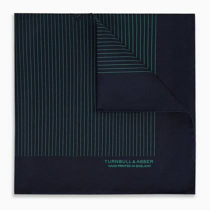 Navy and Hunter Green Stripe Silk Pocket Square Image 4