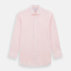 View 1 of product The Turnbull & Asser Pale Pink Linen Mayfair Shirt features a classic, formal style with long sleeves, a collar, and white buttons. Shown laid flat on a white background.
