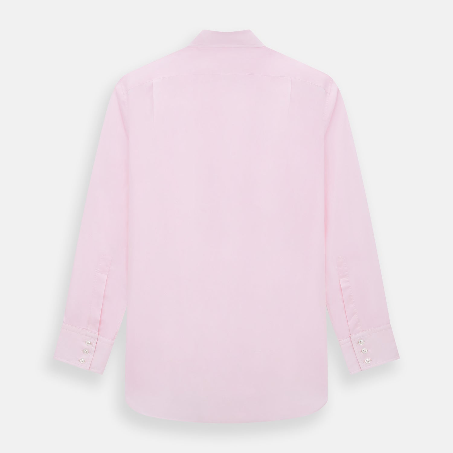 View 3 of product The Turnbull & Asser Pink Mayfair Shirt features long sleeves, a classic collar, and white buttons—a refined choice for any men's wardrobe. Laid flat against a white background, it highlights timeless style and craftsmanship.