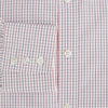 View 4 of product Turnbull & Asser Red and Blue Multi Check Mayfair Shirt with a classic T&A collar in premium Italian cotton, neatly laid flat on a white surface.