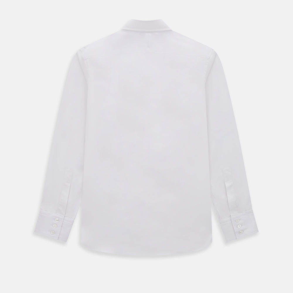 The Turnbull & Asser White Westminster Shirt is a long-sleeve, button-up dress shirt with a classic cut and Westminster collar, shown on a white background.