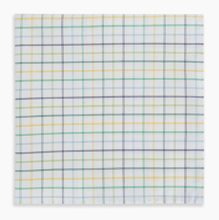Yellow Multi Double Grid Check Hand-Rolled Handkerchief Image 3