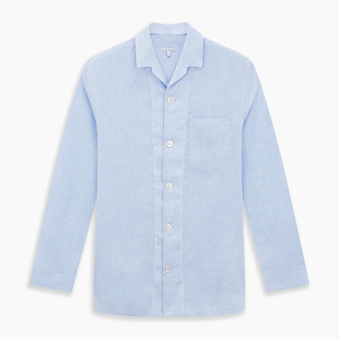 Pale Blue Linen Pyjama Shirt Image 6