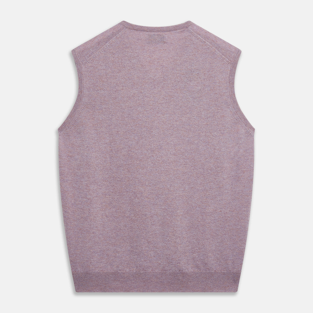 The Turnbull & Asser Lilac Heather Ifor Cashmere Slipover is a sleeveless, V-neck knit vest in soft cashmere, shown flat against a white background.
