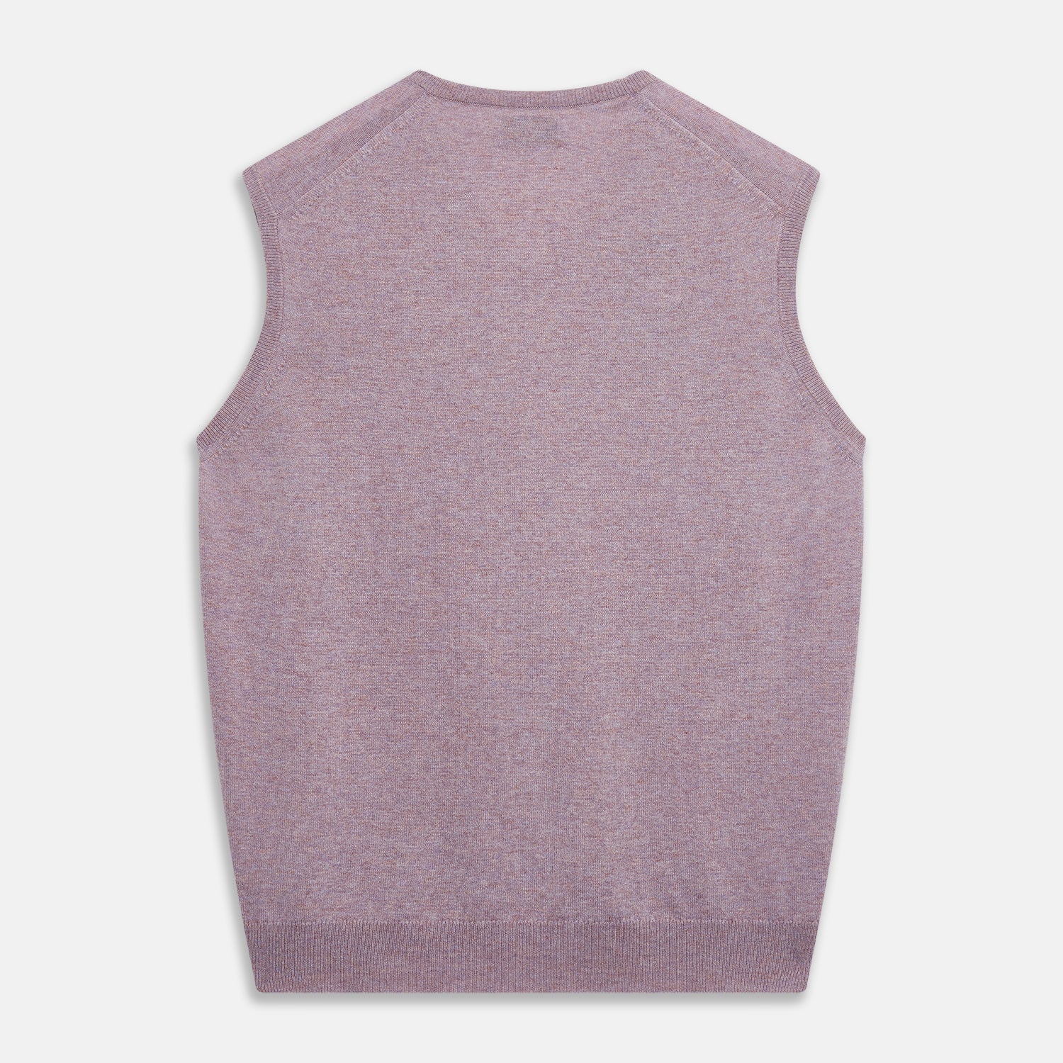 View 4 of product The Turnbull & Asser Lilac Heather Ifor Cashmere Slipover is a sleeveless, V-neck knit vest in soft cashmere, shown flat against a white background.