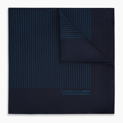 Navy and Blue Stripe Silk Pocket Square Image 4