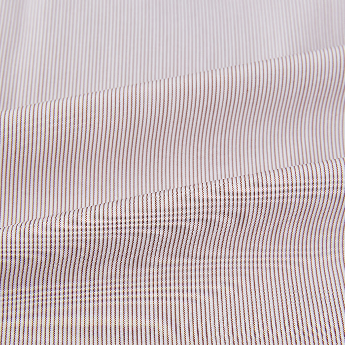 Burgundy Hairline Stripe Shirt with Contrast Collar and Double Cuffs Image 5