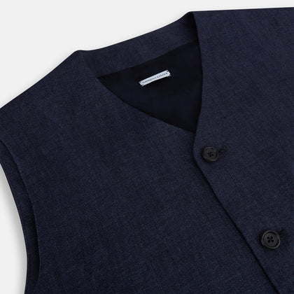 Navy Linen Twill Waistcoat Image 1