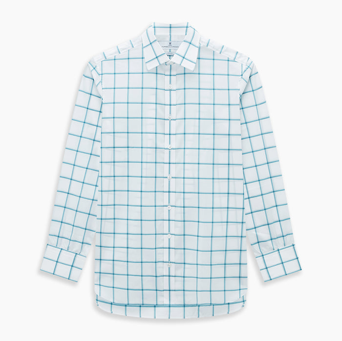 Turquoise Grid Check Mayfair Shirt Image 6