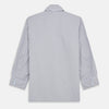 View 6 of product The Turnbull & Asser Pale Blue Multi Stripe Cotton Quin Pyjamas, featuring a long-sleeve button-up top and matching adjustable tie-waist pants, are neatly arranged on a white background.