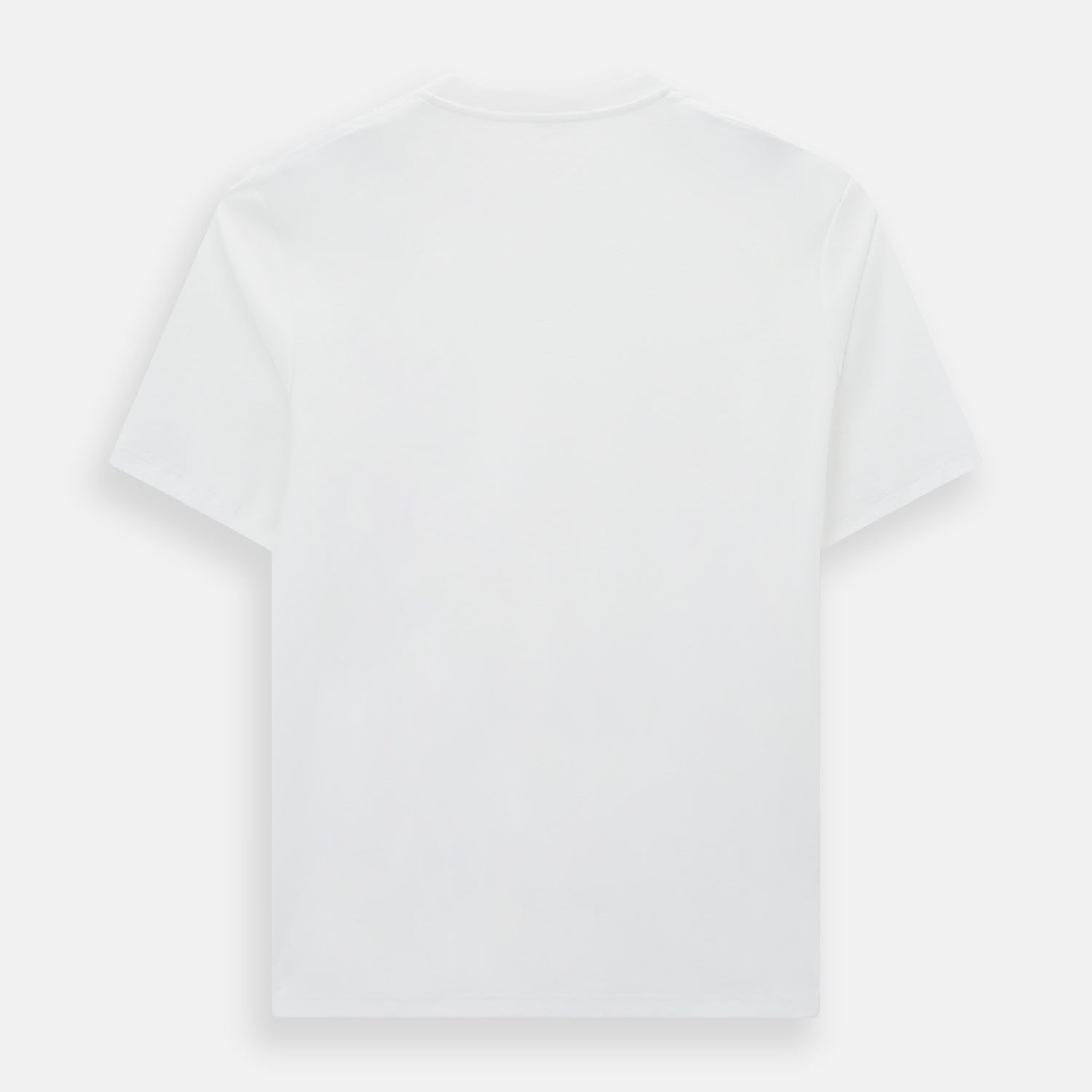 View 3 of product The Turnbull & Asser White Short-sleeve Fitted T-Shirt is a classic, logo-free crew neck laid flat on a white background—perfect for smart casual looks.