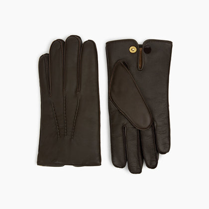 Brown/Beige Fur-Lined Hairsheep Leather Touchscreen  Gloves Image 2