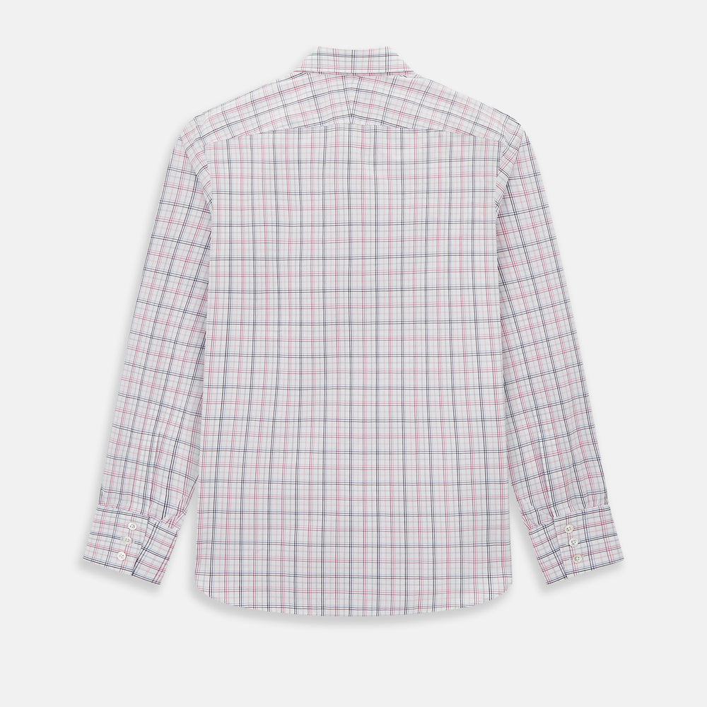 The Purple and Blue Multi Check Westminster Shirt by Turnbull & Asser features a refined plaid pattern, long sleeves, and button-up design—displayed flat to showcase hallmark British craftsmanship.