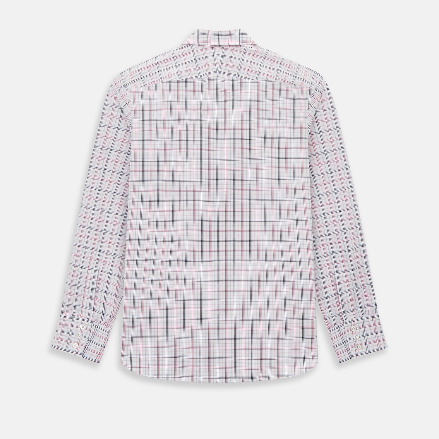 View 3 of product The Purple and Blue Multi Check Westminster Shirt by Turnbull & Asser features a refined plaid pattern, long sleeves, and button-up design—displayed flat to showcase hallmark British craftsmanship.