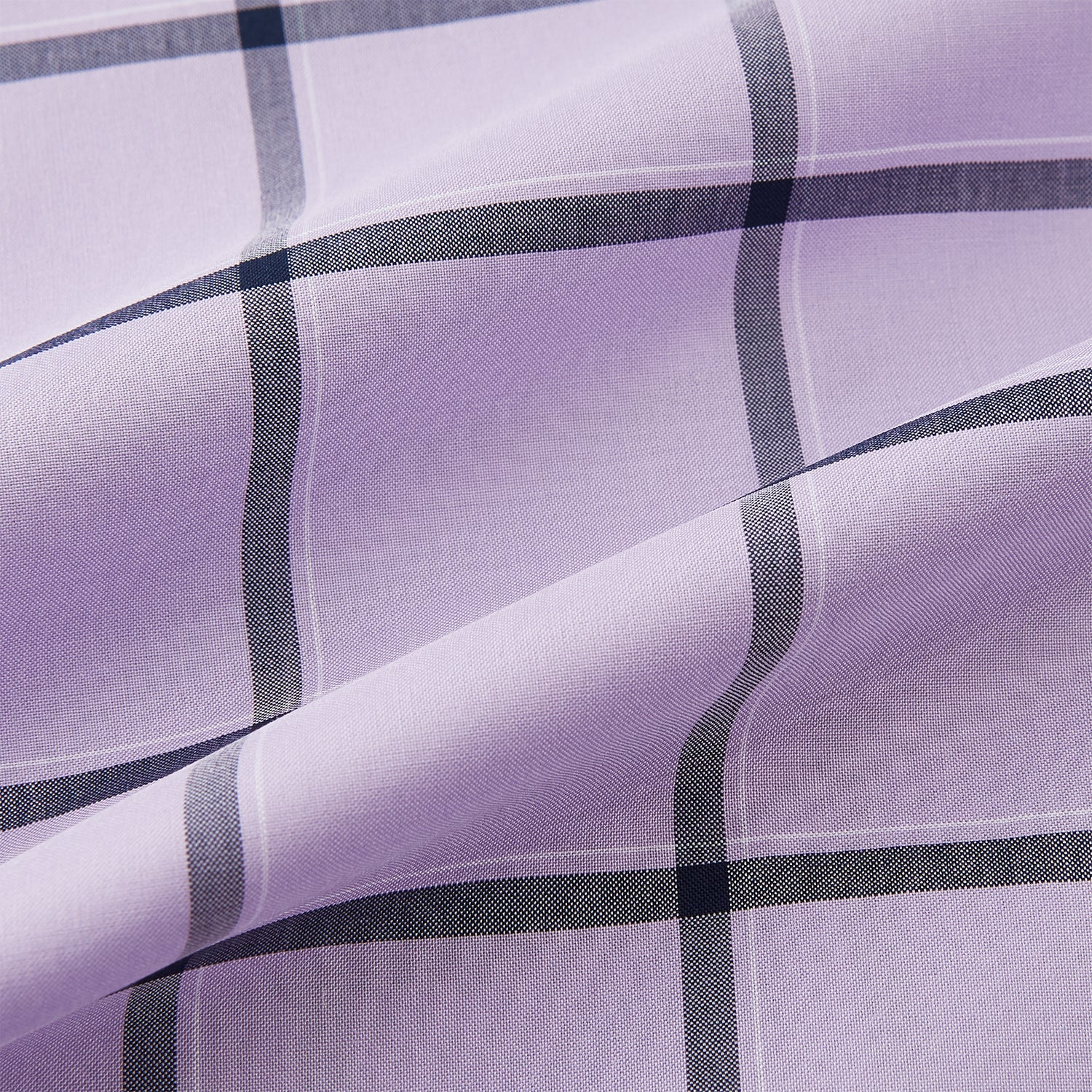 View 8 of product A long-sleeve, button-up Lilac Grid Check Windsor Shirt by Turnbull & Asser, featuring a black windowpane pattern and a refined Windsor collar, displayed on a plain white background.