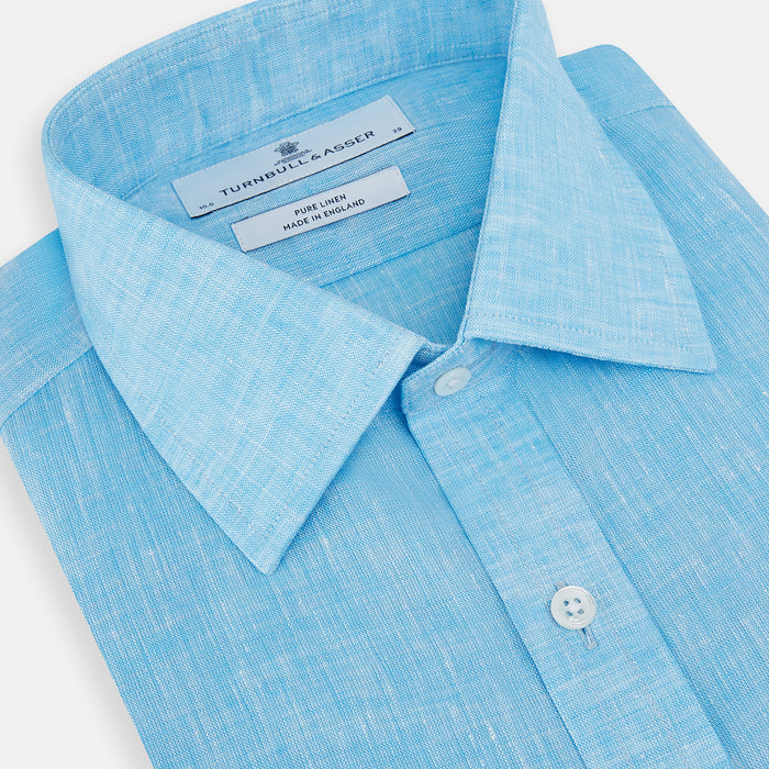 Turquoise Linen Mayfair Shirt Image 1
