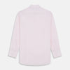 View 5 of product The Turnbull & Asser White and Pink Wide Stripe Mayfair Shirt features long sleeves, a collar, and bold vertical stripes, shown laid flat on a white background.