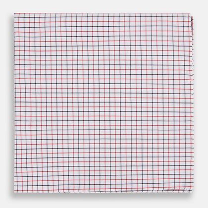 Hand Rolled Red and Navy Graph Check Handkerchief