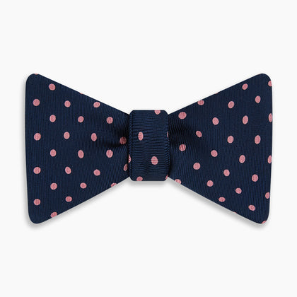 Navy and Pink Spot Silk Bow Tie Image 3