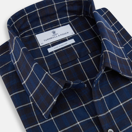 Navy and White Check Windsor Shirt Image 1