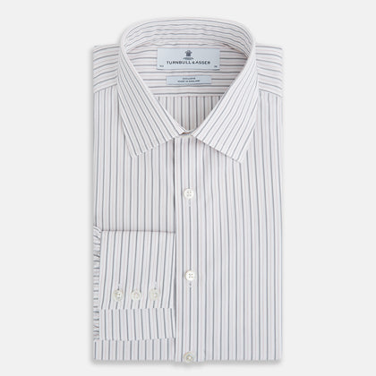 Midnight Blue and Red Ticking Stripe Mayfair Shirt Image 4