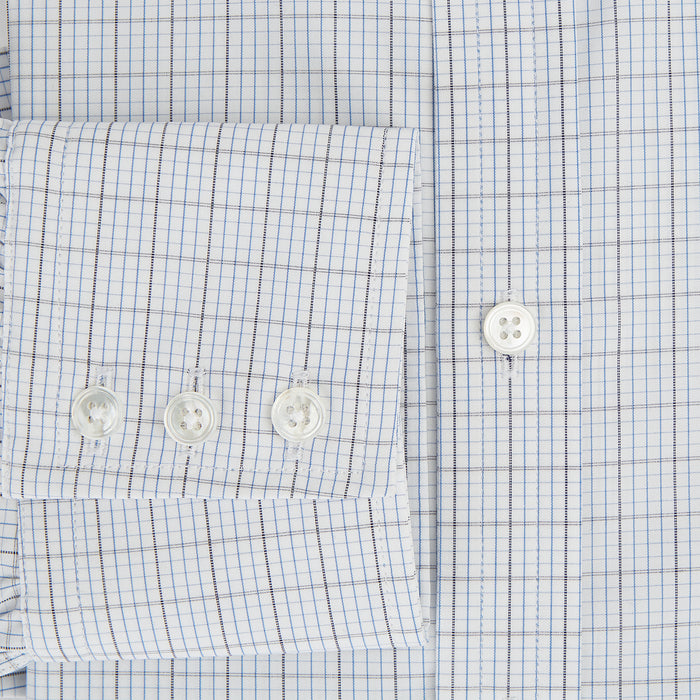 Navy and Blue Multi Grid Check Mayfair Shirt Image 3