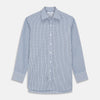 View 1 of product The Turnbull & Asser Blue and White Check Cotton Regular Fit Mayfair Shirt features long sleeves, a pointed collar, and buttoned cuffs, shown here on a white background.