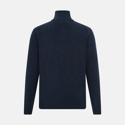 Navy Melange Half-Zip Cashmere Jumper Image 2