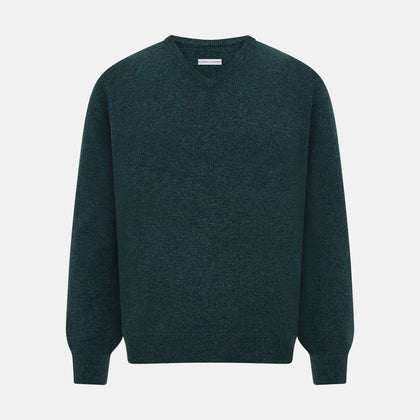 Forest Green Cashmere V-Neck Jumper