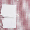 View 4 of product The Turnbull & Asser Red Micro Check Shirt features a crisp white contrast T&A collar and cuffs, crafted in Italian cotton. Timeless style is showcased against a plain white background, inspired by classic Turnbull & Asser designs.