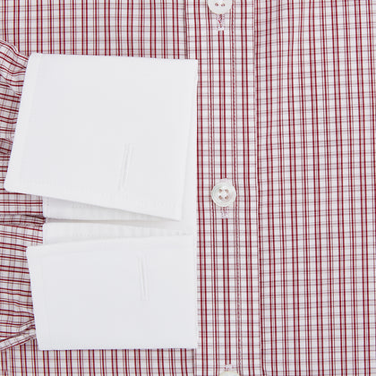 Red Micro Check Shirt with Contrast T&A Collar and Cuffs Image 3
