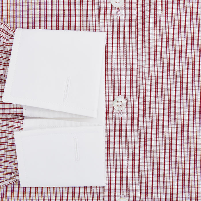 Red Micro Check Shirt with Contrast T&A Collar and Cuffs Image 3