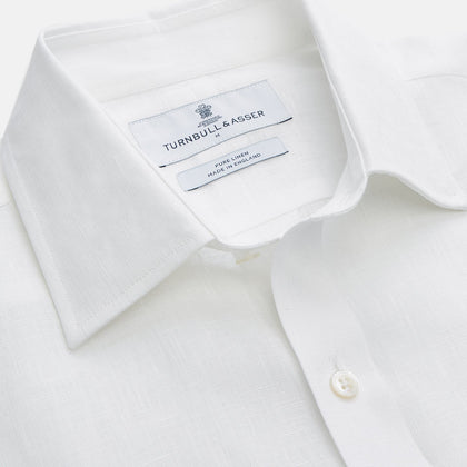 White Weekend Fit Linen Finch Shirt With Derby Collar And Chest Pocket Image 1