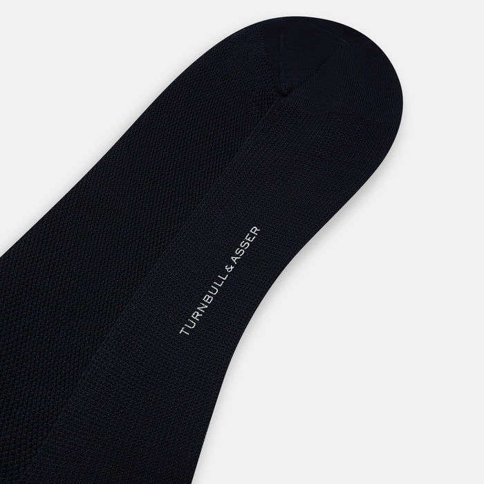 Midnight Navy Micro Knit Long Socks Image 2