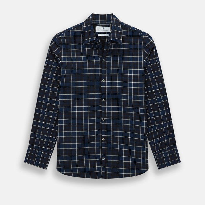 Navy and White Check Windsor Shirt
