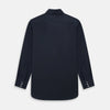 View 3 of product The DARK NAVY WINDSOR SHIRT by Turnbull & Asser is a long-sleeve shirt with a refined Windsor collar, showcasing classic British craftsmanship.