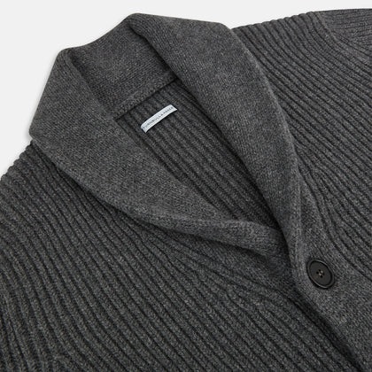 Shadow Grey Cashmere Shawl Collar Cardigan Image 1