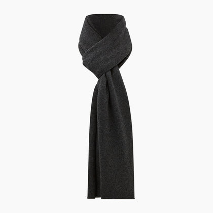 Plain Charcoal Cashmere Knitted Scarf Image 3