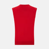 View 3 of product The Turnbull & Asser Red Cashmere V-Neck Vest features a sleeveless knit design and classic collar, shown against a white background—ideal for elevating any refined look.